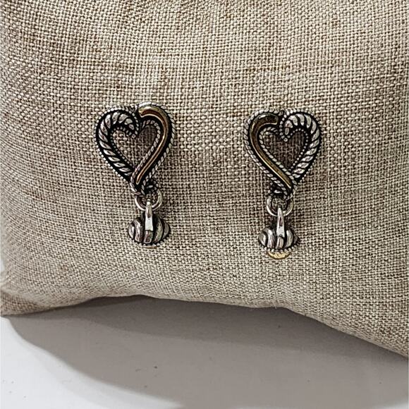 Brighton‎ filigree silver plated Mixed Metals Heart dangle drop earrings - Picture 3 of 5